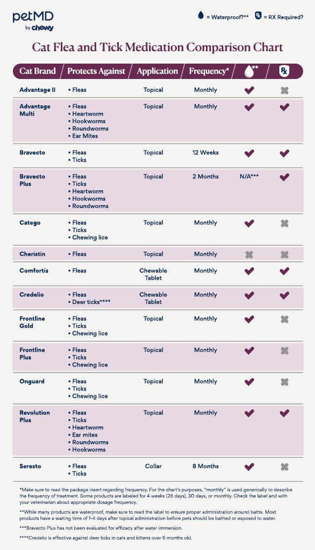 list of flea and tick medications for cats