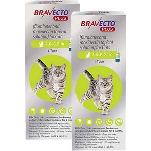 Bravecto Plus猫用局部解决方案，2.6-6.2磅