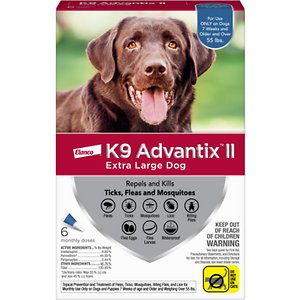 K9 Advantix II跳蚤和蜱斑治疗狗，超过55磅