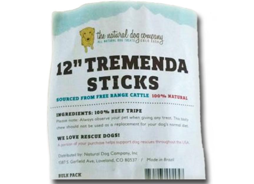 The Natural Dog Company, Inc. Recalls 12" Tremenda Sticks