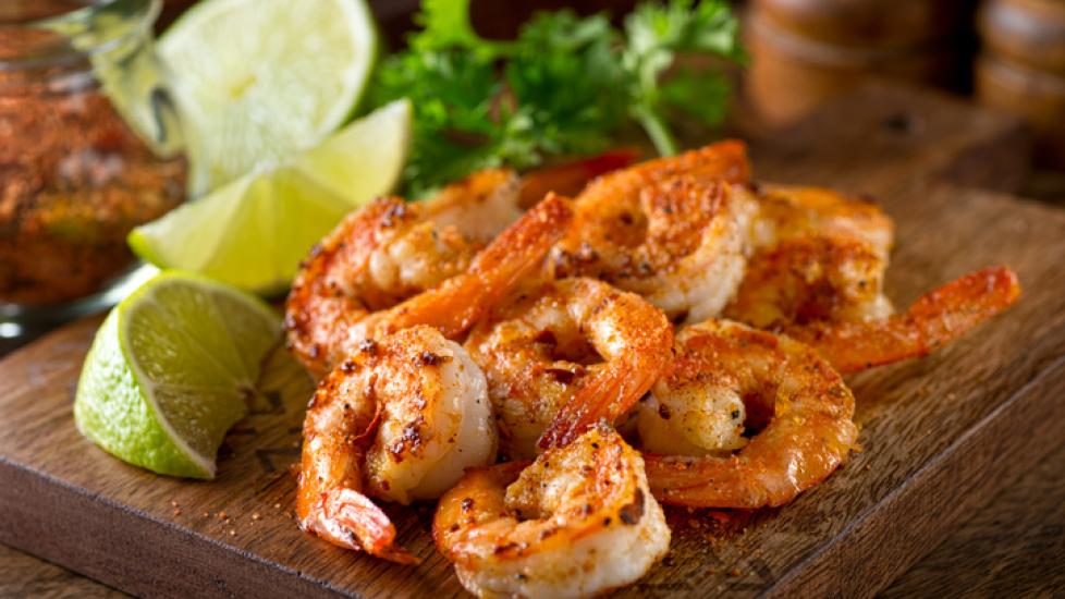 close-up of cooked and seasoned shrimp