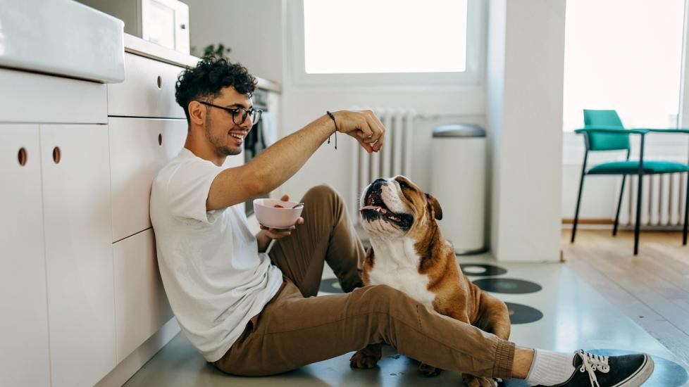 man-sitting-on-floor-with-dog