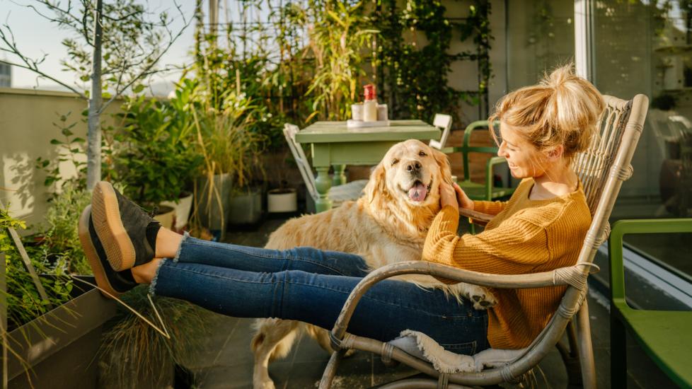 woman-sitting-on-balcony-with-dog