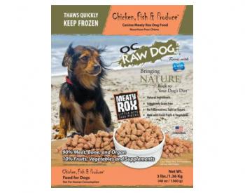 OC Raw Dog LLC Voluntarily Recalls Chicken, Fish & Produce Dog Food and Freeze Dried Sardines