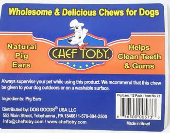 Dog Goods USA LLC由于可能有沙门氏菌的健康风险而自愿召回厨师Toby Pig Ears Treats